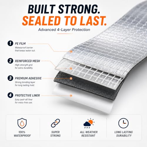 Image of Super Strong Adhesive Waterproof Repair Tape for Roof Leak, Pipe, Water Tank, Window Gap & Crack | Heavy Duty Aluminum Butyl Seal Tape, Permanent Leak Repair (5 CM x 5 Meter)