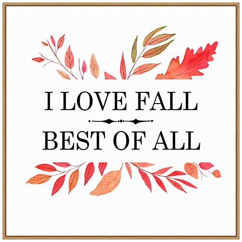 Amanti Art Framed Canvas Wall Art 30x30 Love Fall Best Of All Leaves Portfolio, Framed Wall Art Canvas, Seasons Artwork, Modern Decor, Large Poster Painting for Living Room, Bedroom,