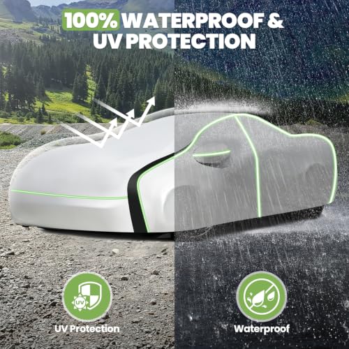 Image of Cartist 420D Car Cover for Chevy Corvette C7 2014-2019, All Weather Car Cover for Corvette Accessories, Full Exterior Cover Rain Waterproof Protector with Zipper & Cotton Lining
