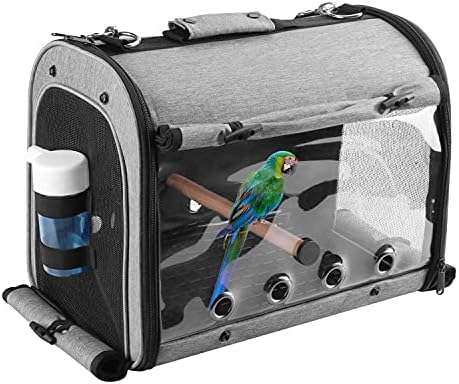 ABONERY Bird Travel Bag Portable Bird Parrot Carrier Transparent Breathable Travel Cage, Lightweight Bird Carrier with Food Bowl and Water Bottle