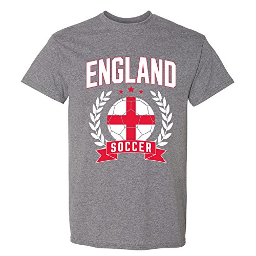 UGP Campus Apparel England Soccer Laurel - 2018 World Football Cup T Shirt - Large - Graphite Heather