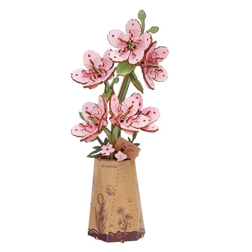 rowood Sakura konstgjord blomma trä 3D pussel pysselset för vuxna barn