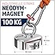 MAGFISHION Magnetfischen Set - 100 KG - Ø50mm - Neodym Magnet mit Seil (20M) & Handschuhe - Magnet Fischen Angel - Ösenmagnet - Fishing Magnetangel - Magnetangeln Set