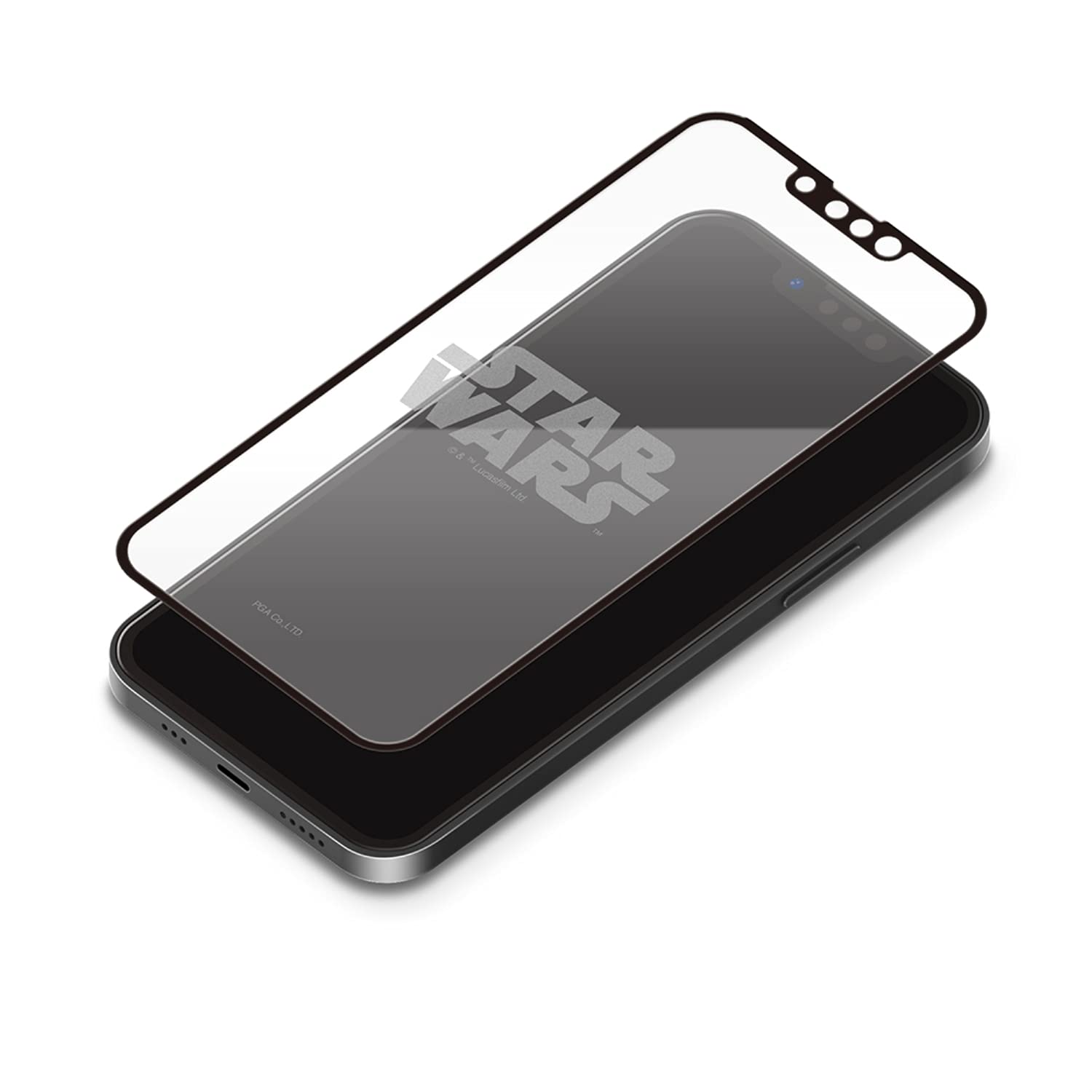 PGA PG-DGL21K09SW 抗菌液晶全面保護ガラス スターウォーズ ロゴ〔iPhone 13 / 13 Pro用〕