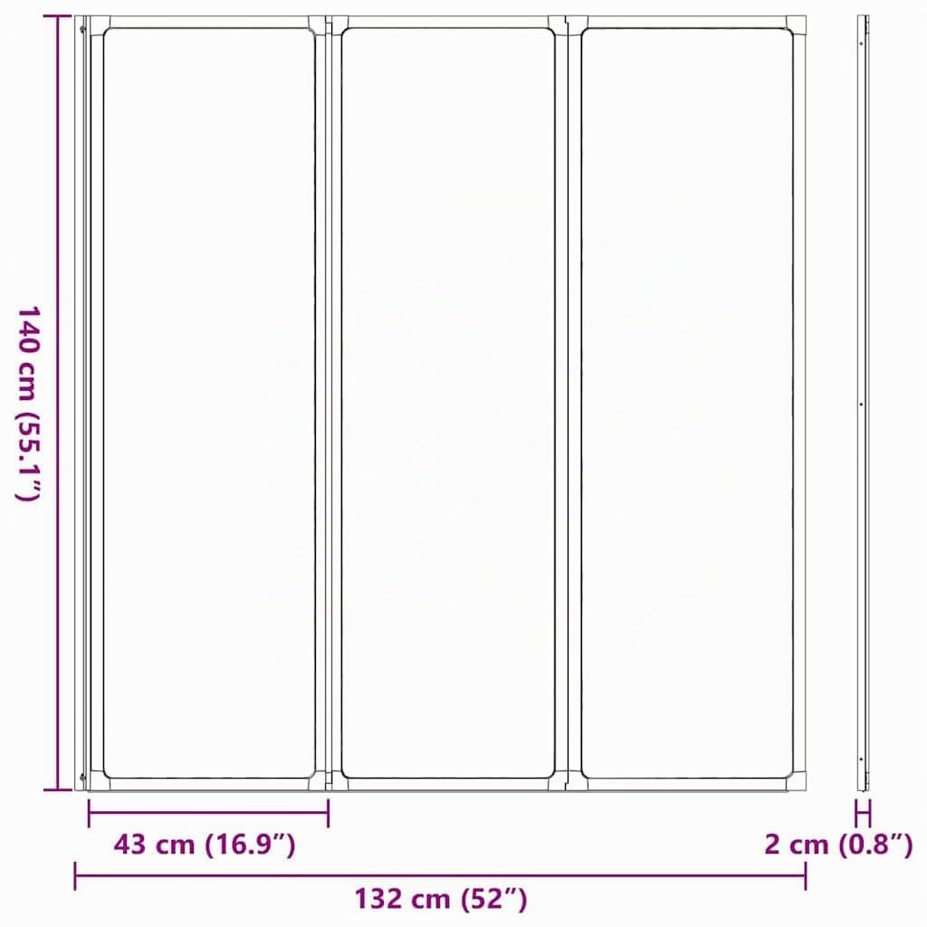 vidaXL Duschwand 141 x 132 cm 3 Paneele Faltbar