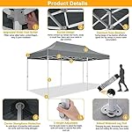 HOTEEL 10x20 Heavy Duty Pop Up Canopy Tent Outdoor Canopy Tents for Parties, Commercial Instant Waterproof Wedding Event Tent with Roller Bag, UV 50+Portable Shelter, Thick Hexagonal Legs, Grey - Image 4