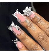 Rilafuvu Duck Nails Press on Fake Nails Press on Nails white French Tip Duck Feet Style False Nai...