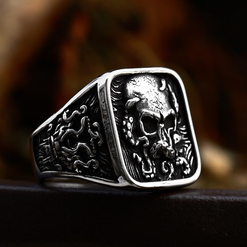 Image of 2023 Skull Ring Cool Evil Death Punk Rock Stainless Steel Rings Aly Style Jewelry