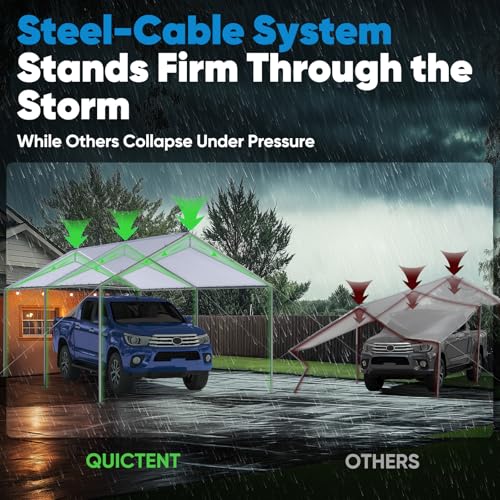 Quictent 10x15 ft Steel Cable Carport