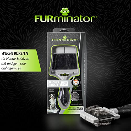 Furminator Zupfbürste Größe L weich - große Bürste mit weichen Borsten für Hunde und Katzen mit seidigem oder drahtigem Fell