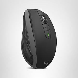 Logitech MX Anywhere 2S Bluetooth Edition Compact Wireless Mouse, No USB Receiver - Use On Any Surface, Hyper-Fast Scrolling, Rechargeable, Control Up to 3 Apple Mac and Windows Computers and Laptops