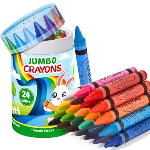 24 Colors Jumbo Crayons for Toddlers 1-3, Non Toxic Large Crayon ...