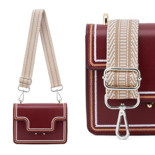 Image of Silvery Buckles Wide Shoulder Strap Adjustable Replacement Belt Crossbody Canvas Bag Handbag