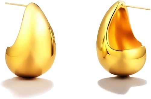 Waterdrop Earring for Women Trendy, Chunky Gold Hoop Drop Stud Earrings, Hypoallergenic Lightweight Dangle Earring for Womens