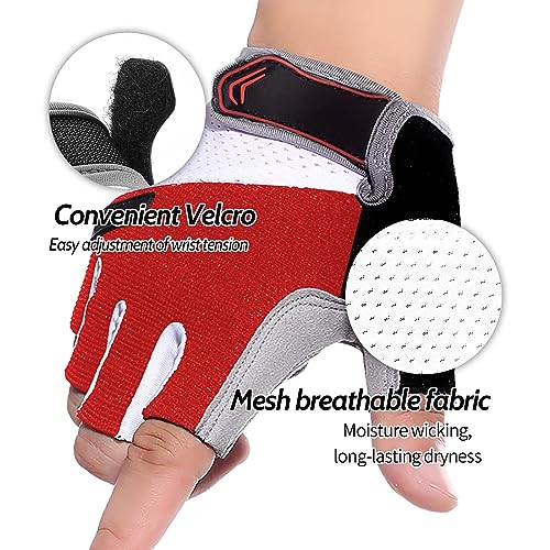 Miayaya 1 Pair Sailing Gloves Unisex Half Finger Padded Palm Gloves for Sailing, Water Skiing, Surfing, Rowing, and Other Outdoor Water Sports, Size M (Red) - Thumbnail 5