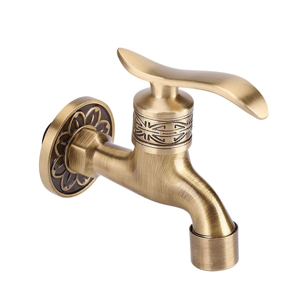 DEWIN Grifo Lavabo, Lavado Antiguo Estilo de Latón Grifo de La Máquina de Montaje en Pared de Lavandería Agua Fría Grifo del Baño Uso