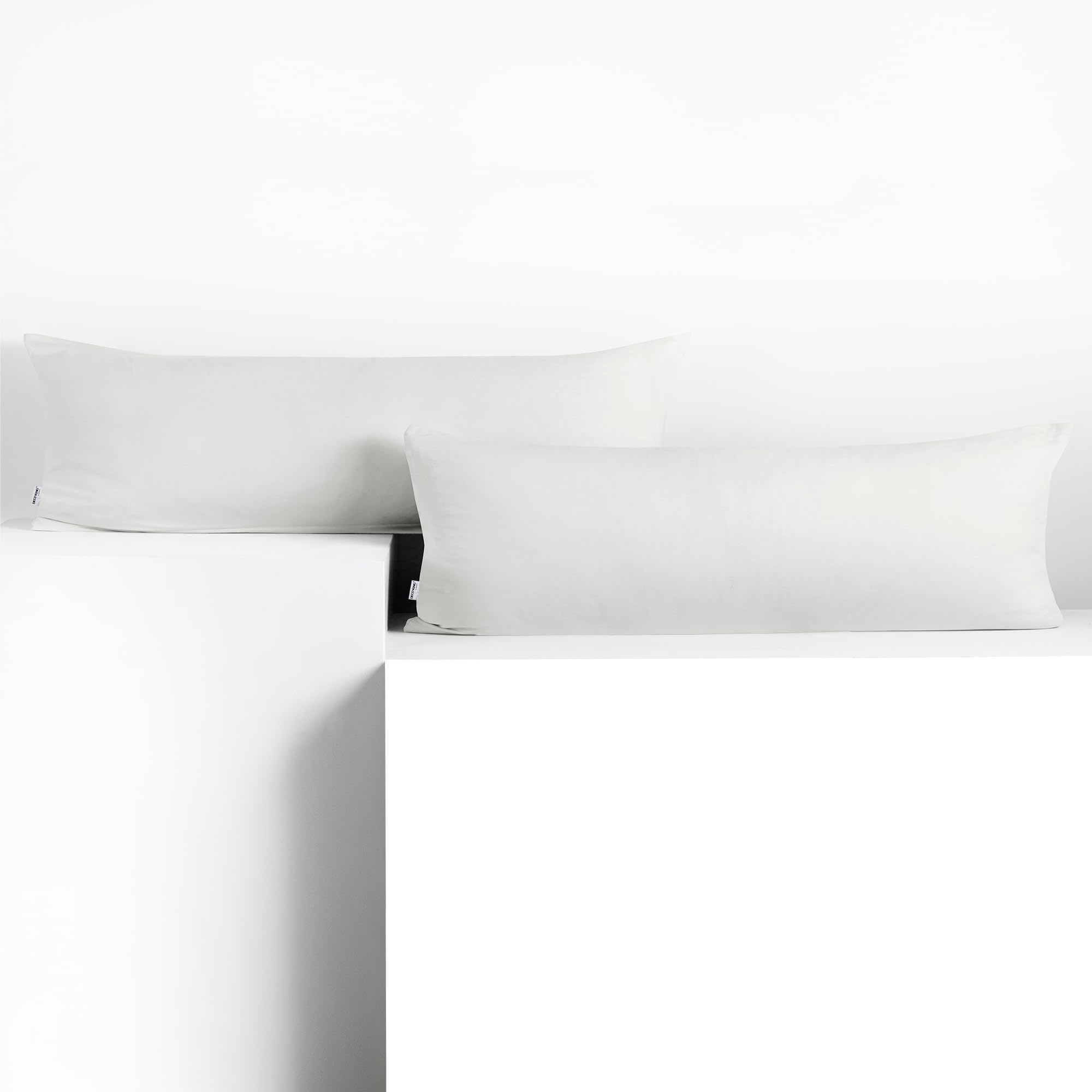 DecoKing 2 Pillowcases 40 x 200 cm Jersey 100% Combed Cotton Zip White Amber