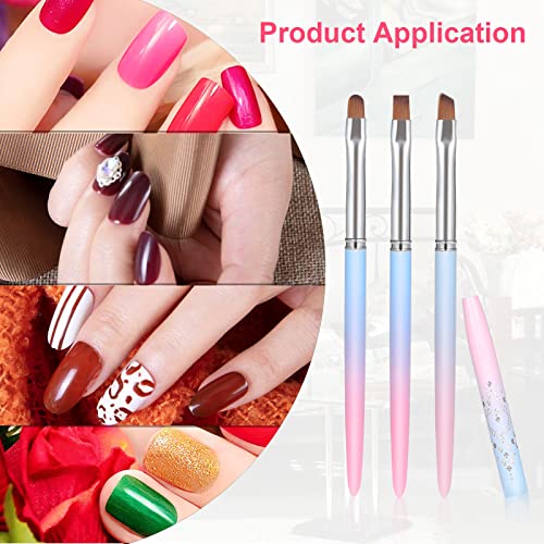 Savita 3Pcs Nail Art Clean Up Brushes, Nail Painting Brushes With Round, Angled & Flat Head Colorful Glitter Nail Pen Painting Tools For Nail Art Design & Polish Mistake Cleaning (3 Styles) #TOP5