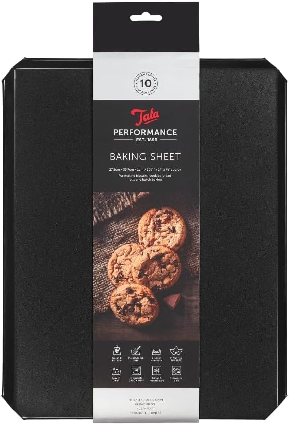 Tala Performance Baking Sheet, Professional Gauge Carbon Steel with Eclipse Non-Stick Coating, Perfect for Cooking and Roasting, 35.6x28.0x1.18 cm,Medium Size