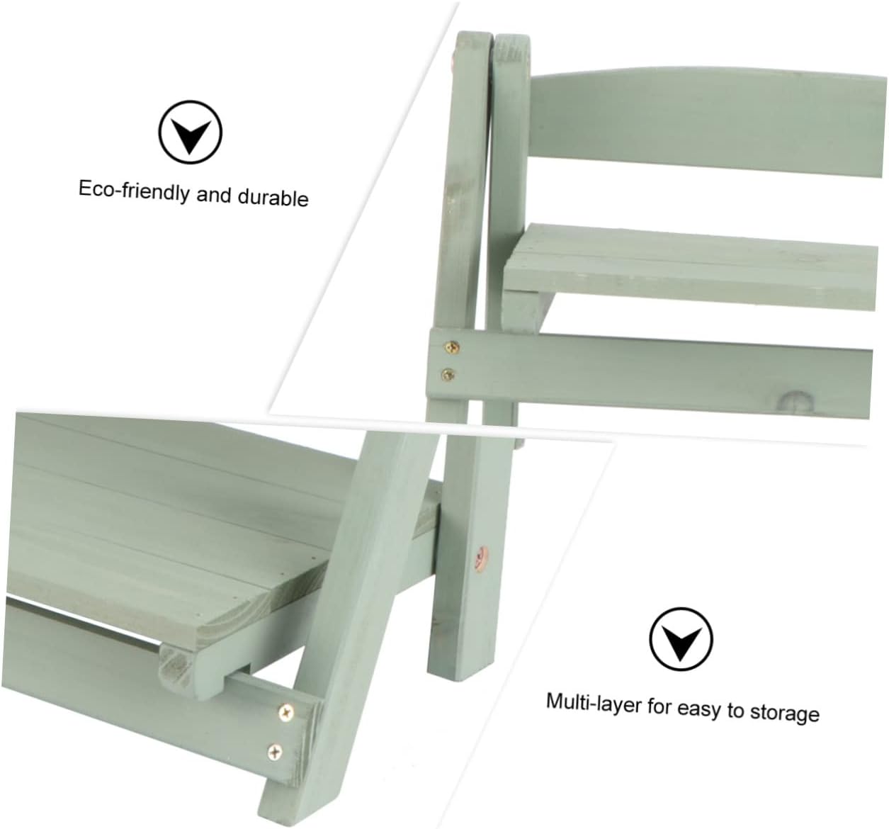 Two Layer Folding Plant Stand Shelf Retro Green Multi Layer Storage Rack for Home Office Balcony Bookshelf Flower Pot Holder