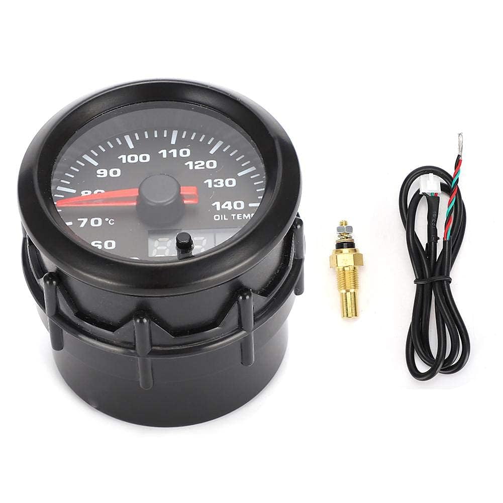 Aramox Jauge de température d'huile ABS 2in 52mm indicateur de température d'huile de voiture LED 7 couleurs avec capteur
