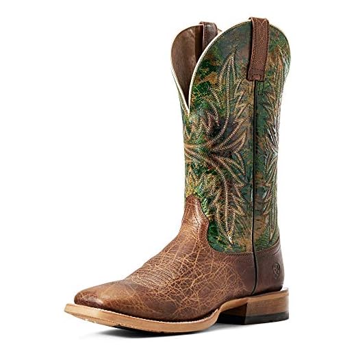 ARIAT Men's Cowhand Western Boot, Tobacco Toffee/Moss Green, 11