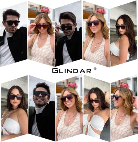 Image of GLINDAR Polarized Sunglasses Men Flat Top Womens, Oversized Square Shield | One Piece,Trendy,Lightweight,Driving