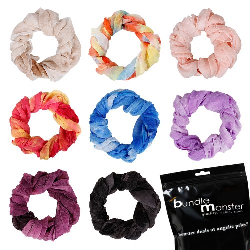 Bundle Monster 8pc Womens Fancy Shawl Scarf Fashion Polyester Scarves Solid Color Mixed Lot - Set 9