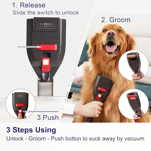 Image of Portek Pet Groom Tool Kit for Dyson, Dog Hair Vacuum Attachment for V7 V8 V10 V11 V12 V15 V6 Outsize