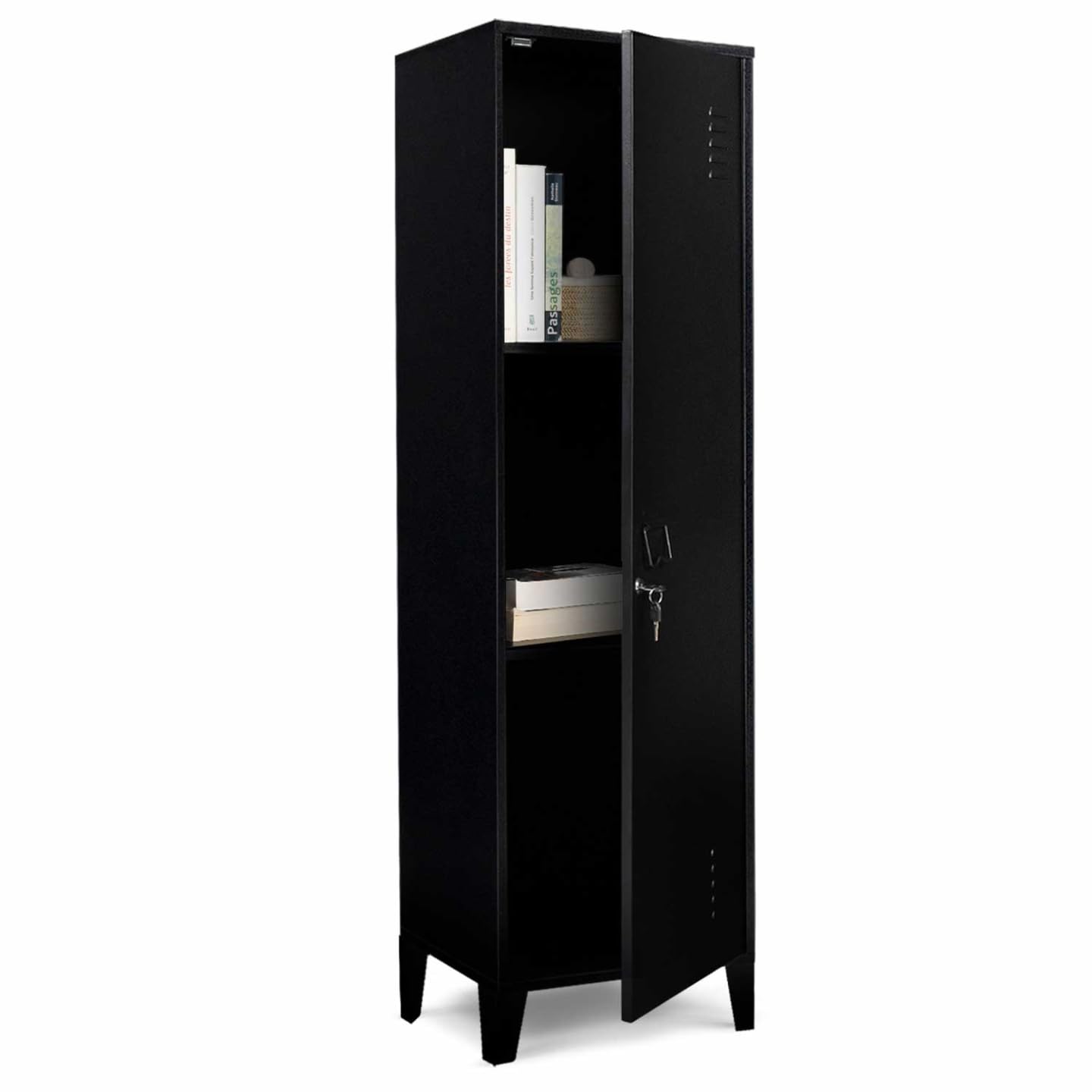 IDMarket - Armoire vestiaire Ester 1 Porte métal Noir Design Industriel