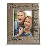 25 Years of Marriage- 25th Anniversary Gift for Wife, Husband, Couple- Engraved Leather Picture...