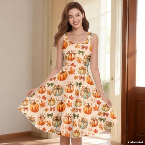 Image of Renewold Women's Sleeveless Tank Dress with Pockets, Casual Scoop Neck A-Line Sundress for Summer, Travel and Vacation