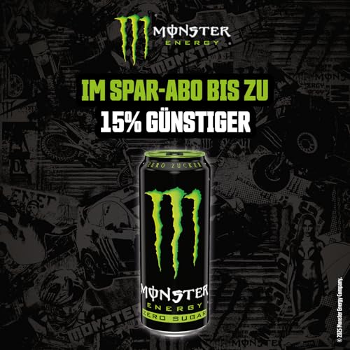 Monster Energy Zero Sugar - koffeinhaltiger Energydrink mit klassischem Energy-Geschmack - ohne Zucker und ohne Kalorien - in praktischen Einweg Dosen (12 x 500 ml)