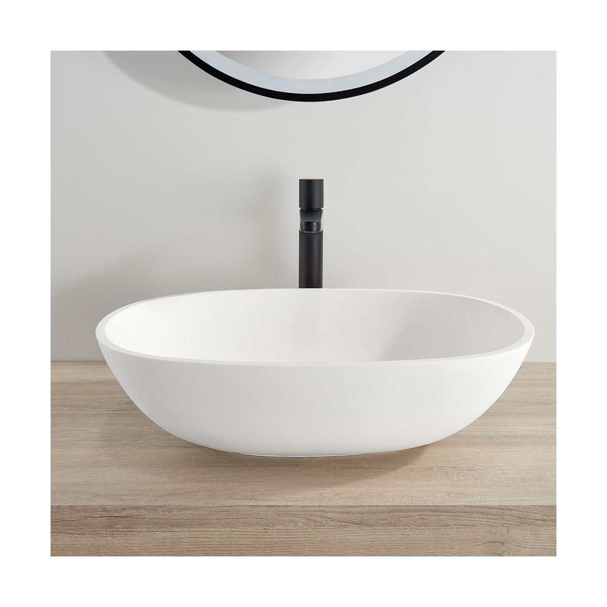 Fino Stone Almeria Matt White Countertop Stone Basin – 550mm Transform Your Bathroom into a Modern Luxury Space with a Modern Designer Fino Stone Basin