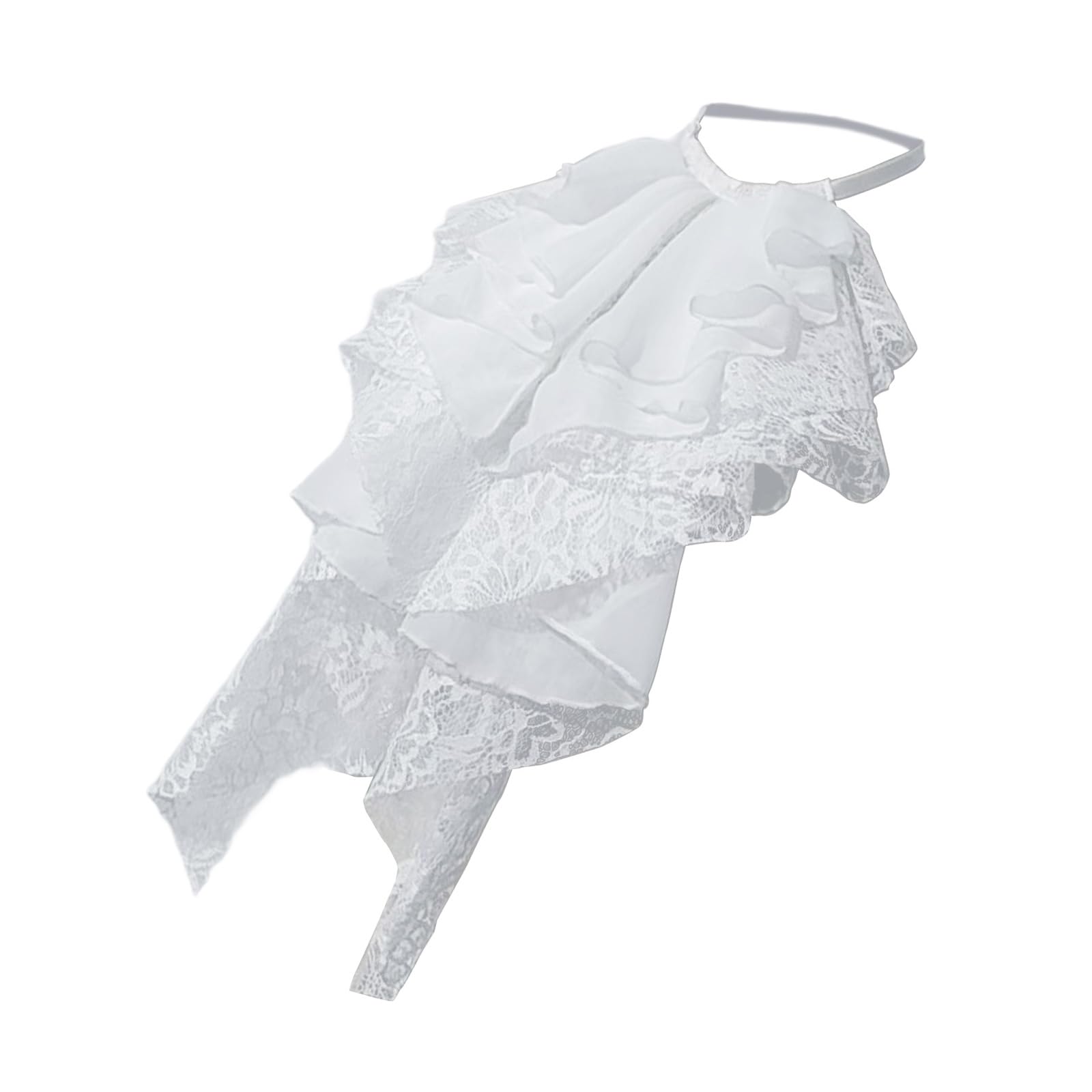 Maxtonser Renaissances Ornate Layered Ruffle Lace Faux Collar Shirt Front Jabot Necktie For Historical Cosplay Costume Enhancement
