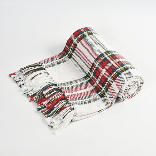 Image of Handwoven Cotton Throw Blanket | 130 x 170 cm (52 x 67 Inches) | Soft & Breathable Sofa Throw for Living Room & Bedroom | Classic Checks Design