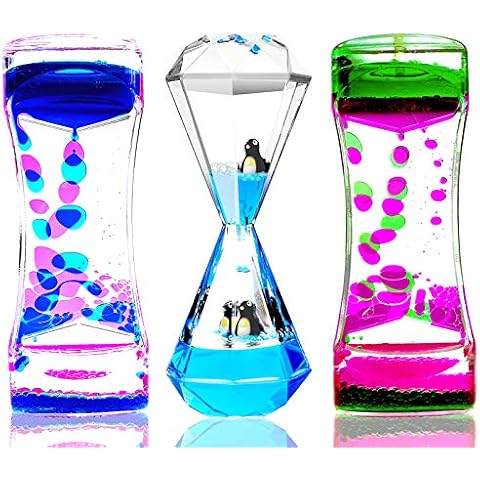 LYPGONE Liquid Motion Bubbler Timer 3 Pack Colorful Marine Organism Theme Hourglass Timer Sensory Toys Children Activity Toys Calm Relaxing Desk Toys Anxiety Toys Autism Toys ADHD Fidget Toys Cover