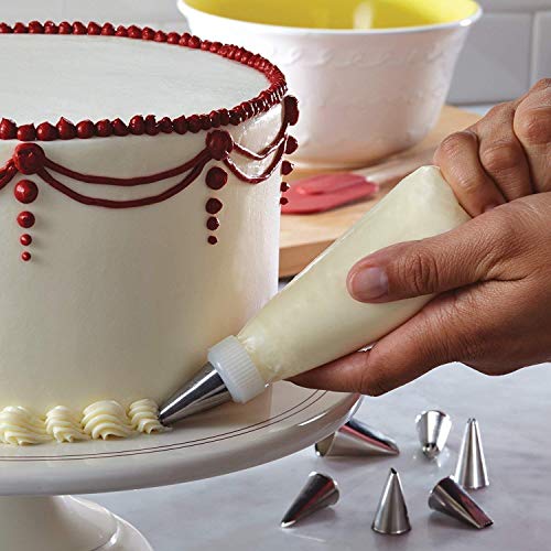 Image of Cake 12 Piece Cake Decorating Set Frosting Icing Piping Bag Tips with Steel nozzles. Reusable & Washable