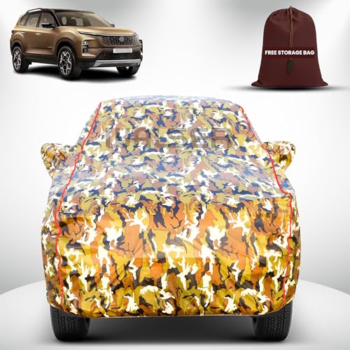 Image of Walser Waterproof Car Cover for Tata Safari | All-Weather Full Car Body Protection | with Mirror & Antenna Pocket | Dustproof, Windproof & Anti-Scratch Lining, Camouflage