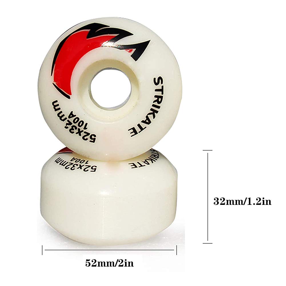 Roues de Patins à roulettes Roues de Remplacement de Planche à roulettes 100A 52X32mm Roue Dure de Planche à roulettes à Double Inclinaison camions de Planche à roulettes Roues de Rue 4 pièces