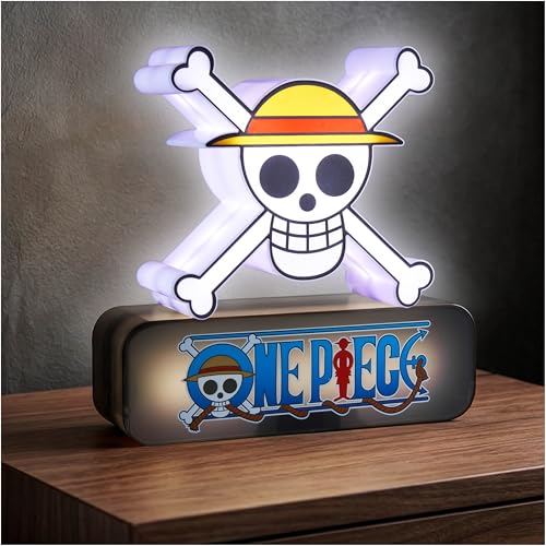 One Piece Skull 3D Lampe LED,Table de Chevet Alimenté 3Niveaux de Luminosité USB C ou Pile,Lampe de Bureau pour Decoration Chambre,Figurine Manga Veilleuse...