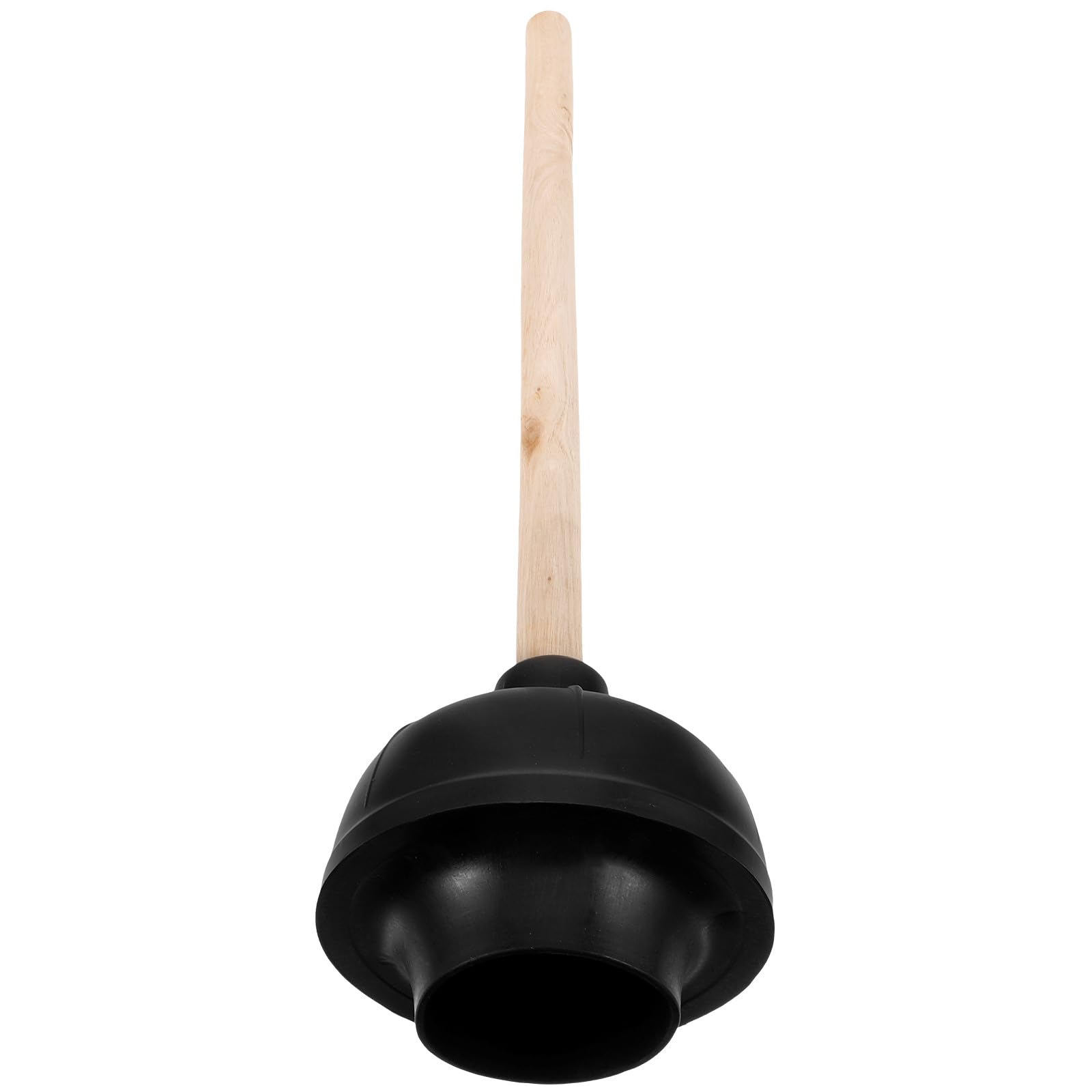 MERRYHAPY Desatascador de Tuberías Émbolo de Goma Natural Doble y Mango de Madera para Cocina y Baño Herramienta Antiobstrucción para Lavabo y WC