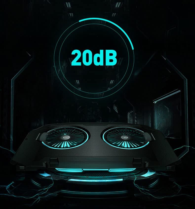Base refrigeradora para laptop de 12" a 17,3", con 2 ventiladores y luces azules, diseño ergonómico ajustable en altura y ángulo (5 posiciones), estructura de hierro, antideslizante miniatura 7