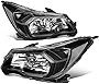 Auto Dynasty Factory Style Halogen Headlights Assembly Compatible with Subaru Forester SJ 2014-2016, Driver and Passenger Side, Black Housing Clear Corner