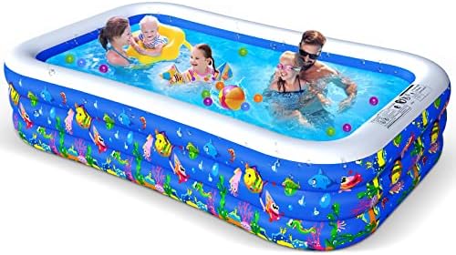 Inflatable Swimming Pool for Kids,Kiddie Pool for Backyards,120’’ x72’’ x22’’ Dogs Pet Bathing Tub Family Lounge Pools,Portable Outside Swimming Pool for Kids, Adults, Babies, Toddlers