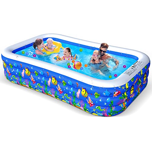 Inflatable Swimming Pool For Kids,Kiddie Pool For Backyards,120’’ X72’’ X22’’ Dogs Pet Bathing Tub Family Lounge Pools,Portable Outside Swimming Pool For Kids, Adults, Babies, Toddlers #TOP1