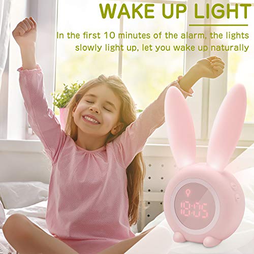 Homealexa Sveglia Bambini da Comodino con Temperatura LED con 2 Allarme, 6 suonerie, Luce Notturna, Funzione Snooze, Timer, Lampada Orologio da Tavolo Sveglia USB Ricaricare 12/24 Ore(Rosa) - Image 4