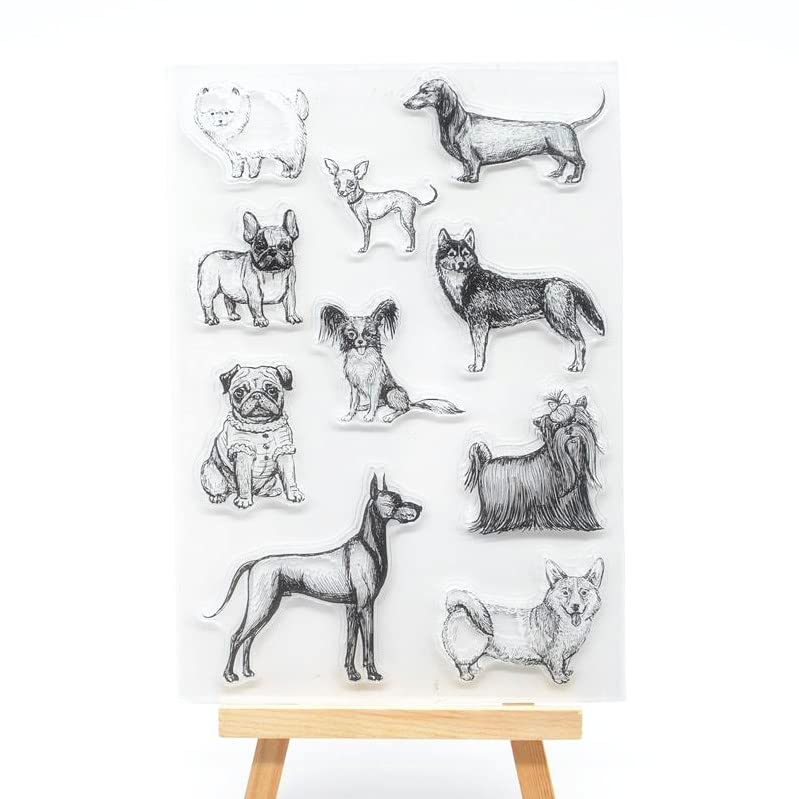 Linda Craft 1pc Different Dog Collection Clear Stamps for Card Making Decoration & DIY Scrapbooking