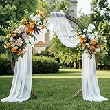 DazzWed Querbehang Freihanddeko Weiß Hochzeitsbogen Gardinen - 70x560cm Chiffon Stoff Traubogen Hochzeit Deko Tüll Gardine für Hochzeiten Fotografie Party Zeremonie Bühnendekoration