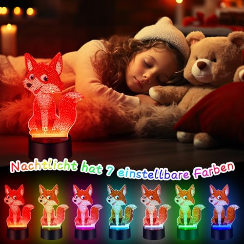 Zoyomax Diamond Painting Nachtlicht, Geschenke für Erwachsene, 3D Kreative Diamond Painting Lampe Fuchs, Weihnachts Geburtstags Geschenk